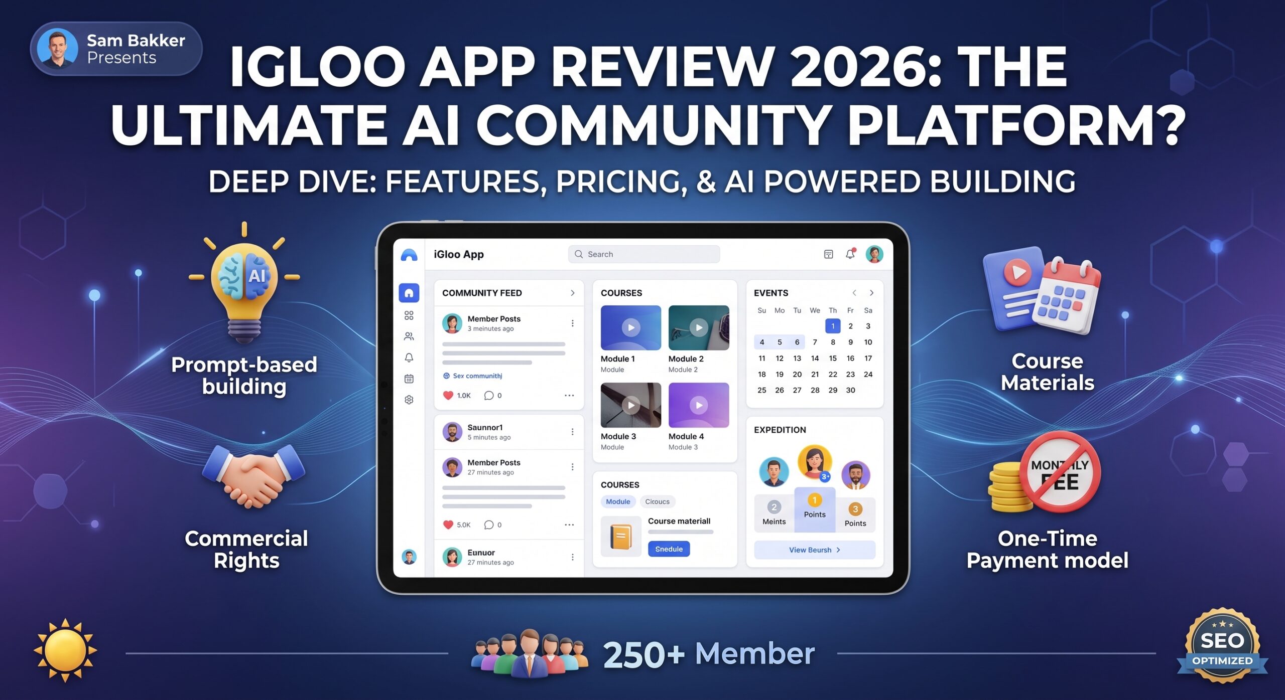 iGloo App AI Review 2026 - Community platform dashboard with AI-powered course builder and member feed