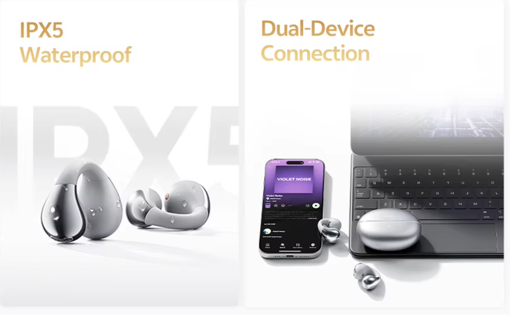 QCY Crossky C30S ear clip earbuds unboxing contents and charging case
