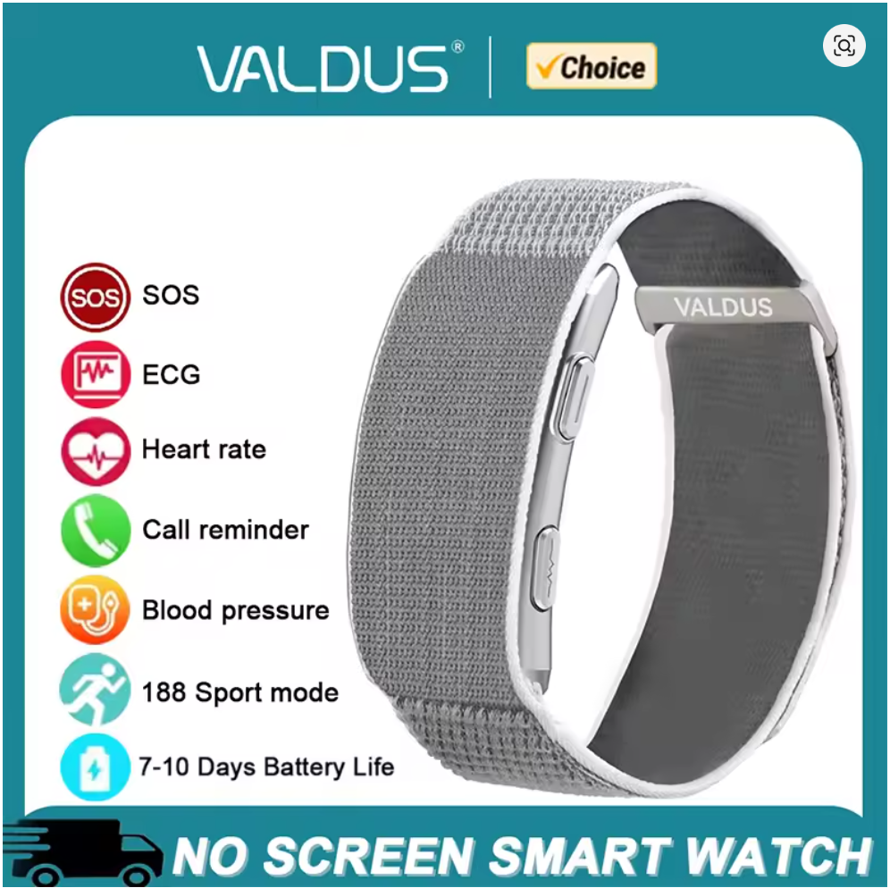 VALDUS VITRO ECG Smart Bracelet Heart Rate Blood Pressure Waterproof Long Battery Life Fitness SOS 2026 New NO Screen Smartwatch